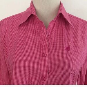 Lilly Pulitzer Pink Berry Striped Button Down Shirt Pink White Black Size 8
